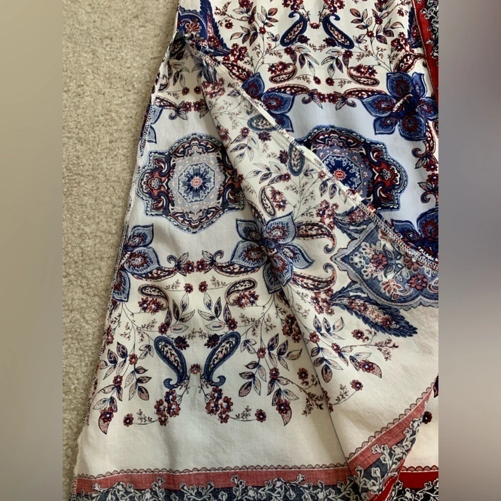 Maurices Floral Boho Kimono Women Medium Red White Blue - Picture 6 of 9